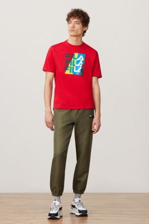 FILA Valdez Tee Shirts Red / Multicolor,Mens Clothing | CA.CLXNVU046